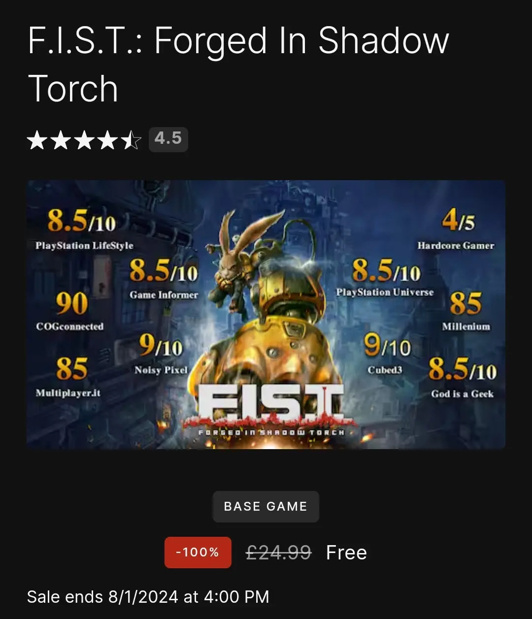 Free F I S T : Forged In Shadow Torch (worth £) [PC]