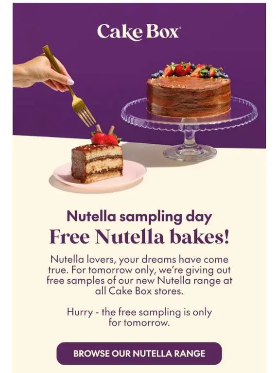 Free Nutella Bakes samples [Cake Box – Aug]