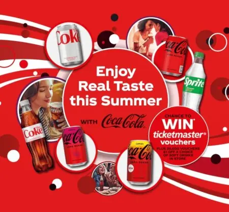 Chance to win ( of ,) £ off Coke vouchers + Ticketmaster vouchers