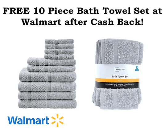 FREE Piece Bath Towel Set at Walmart after Cash Back