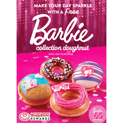 FREE Barbie Collection Doughnut at Krispy Kreme with any Purchase (Today Only)