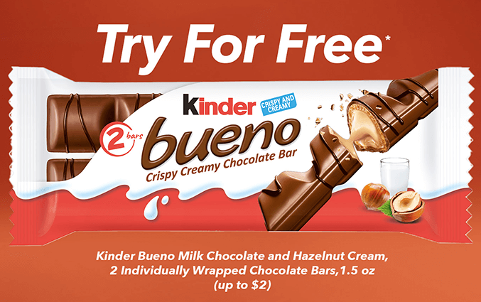 FREE Kinder Bueno Crispy Creamy Chocolate Bars