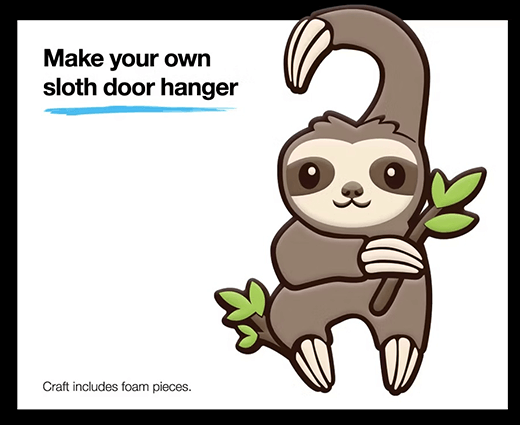 FREE Make Your Own Sloth Door Hanger Craft Kit at JCPenney on September th