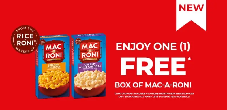 HURRY! Get a FREE box of Mac-A-Roni By Rice-A-Roni