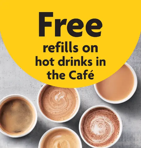 Unlimited free drink refills Morrisons Cafe