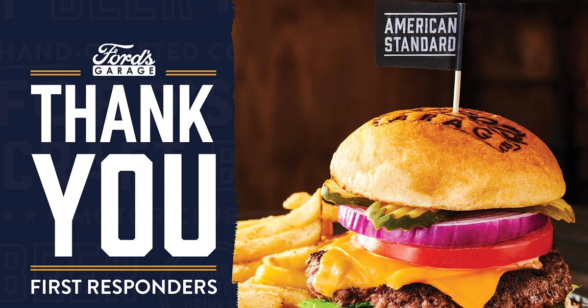 Free American Standard Burger Entrée for First Responders at Ford’s Garage