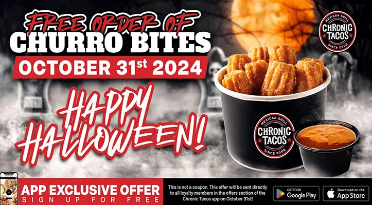 FREE Churro Bites at Chronic Taco on Halloween Oct. 31