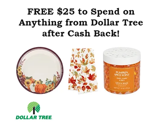 FREE $25 to Spend on Anything from Dollar Tree after Cash Back