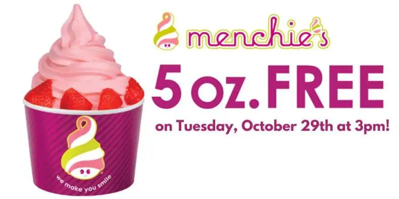 Free 5 oz of FROYO + FREE Trick-or-Treat Bag at Menchie’s on 10/29!