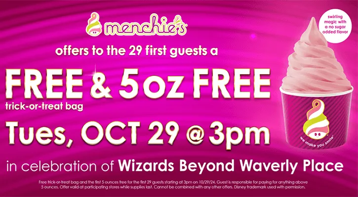 FREE 5 Ounces of Froyo & Trick-or-Treat Bag from Menchie’s on Oct. 29th